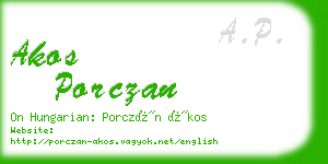 akos porczan business card